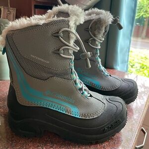 Columbia Kids Waterproof Gray and Blue Snow Boots